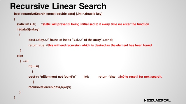 recursive linear search java